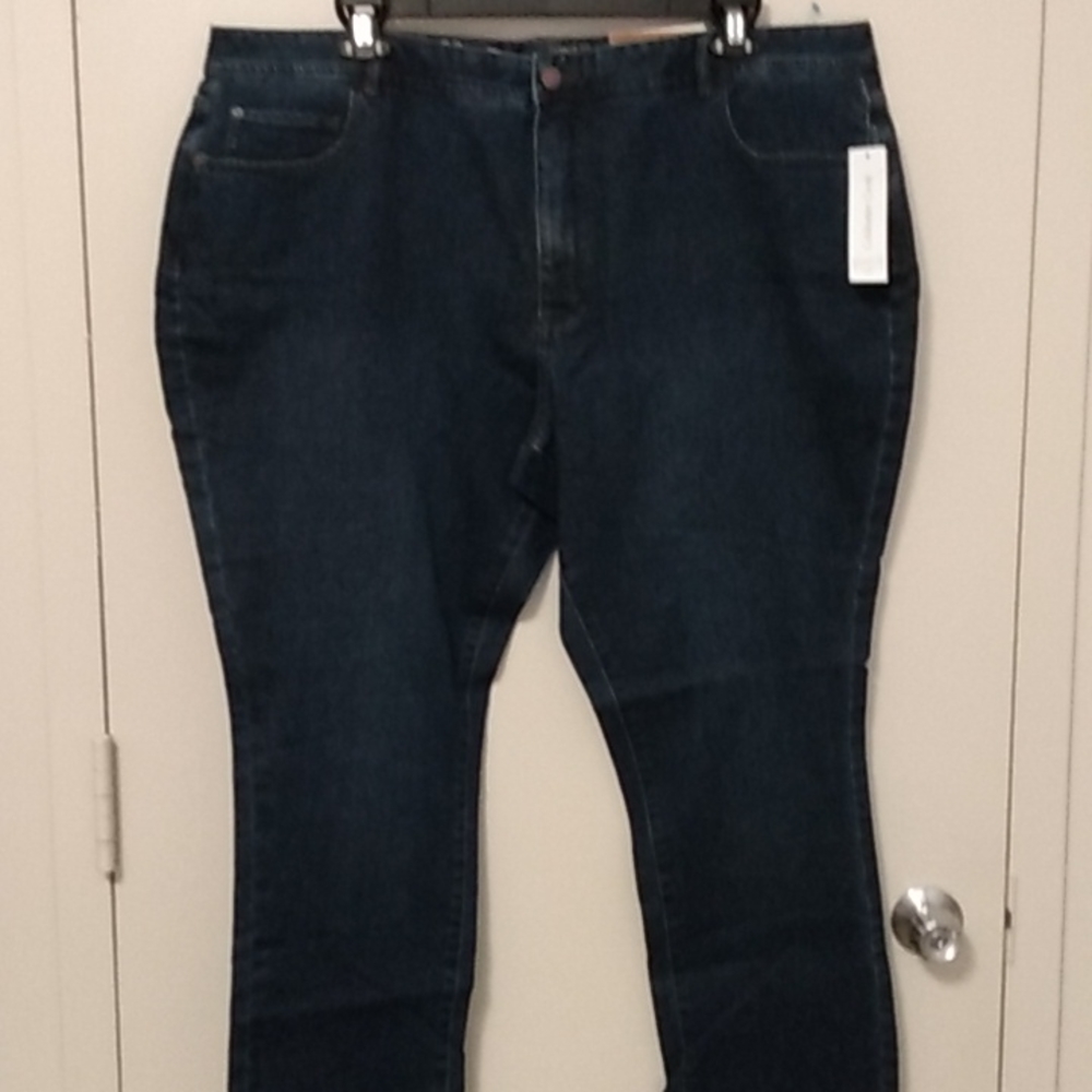 *Coldwater Creek New Classic Fit Slim Leg Dark Wash Blue Jeans Size 24